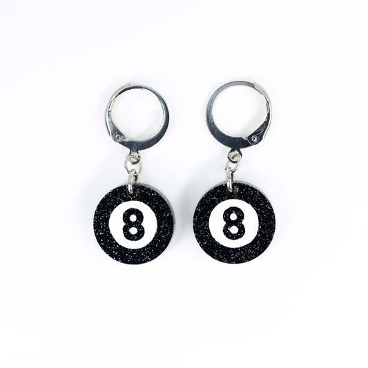 8 Ball — Acrylic Earrings