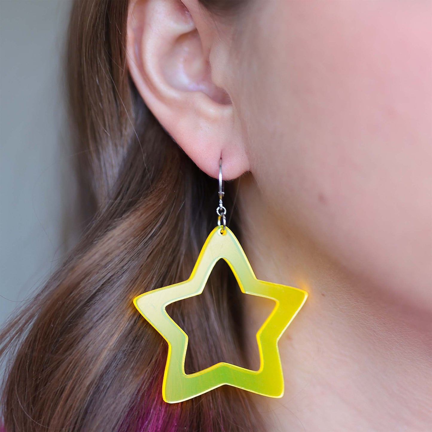 Big Stars - Acrylic Earrings, Neon