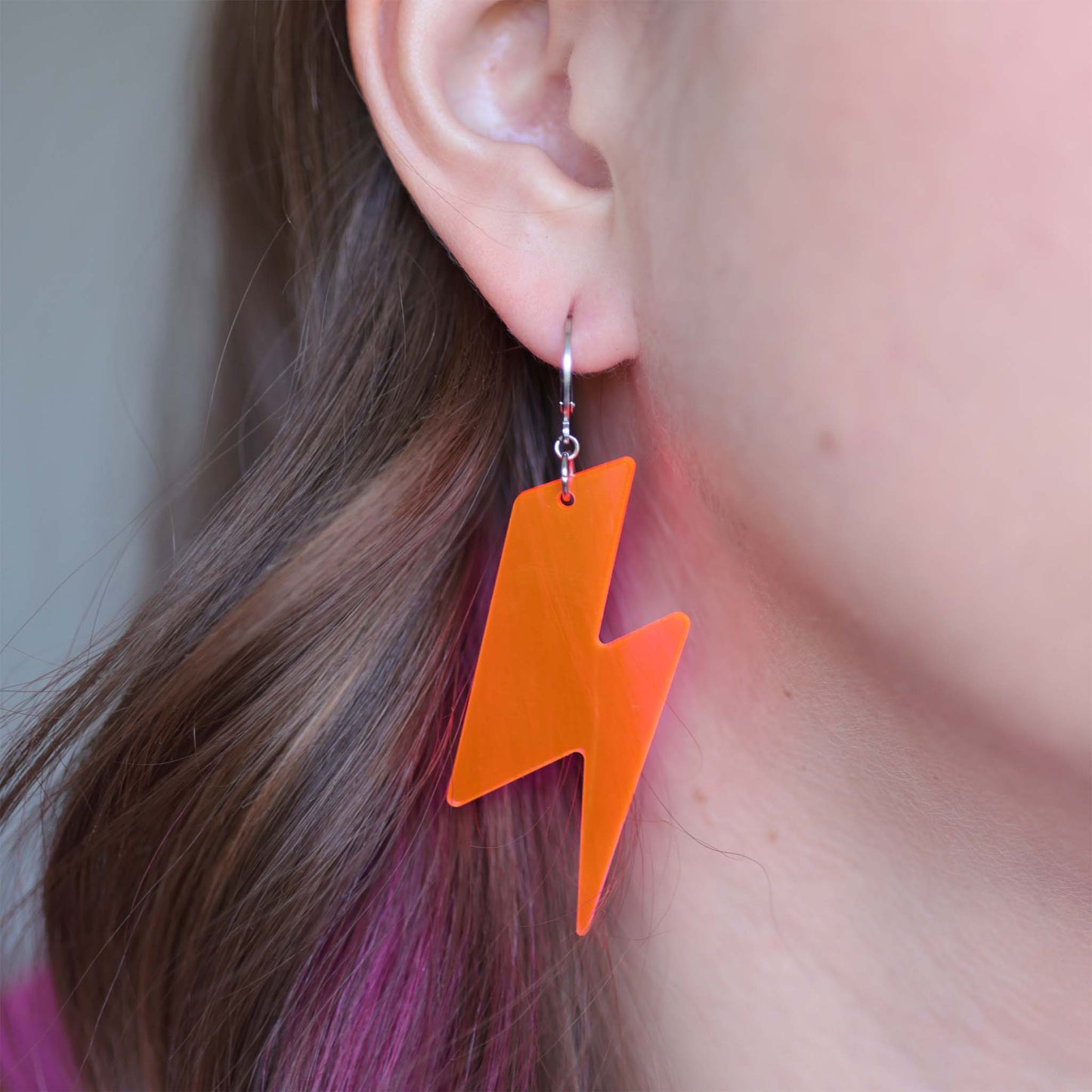 Big Lightning Bolts - Acrylic Earrings, Neon Pink, Orange, Yellow, Green