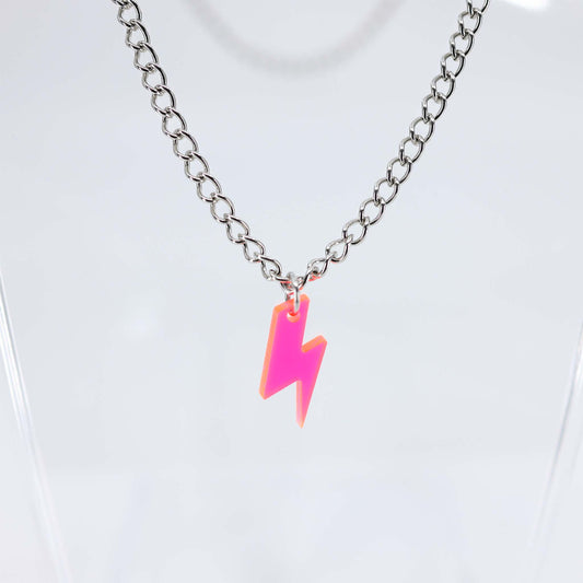 Tiny Lightning Necklace - Fluorescent Pink, Orange, Yellow, Green