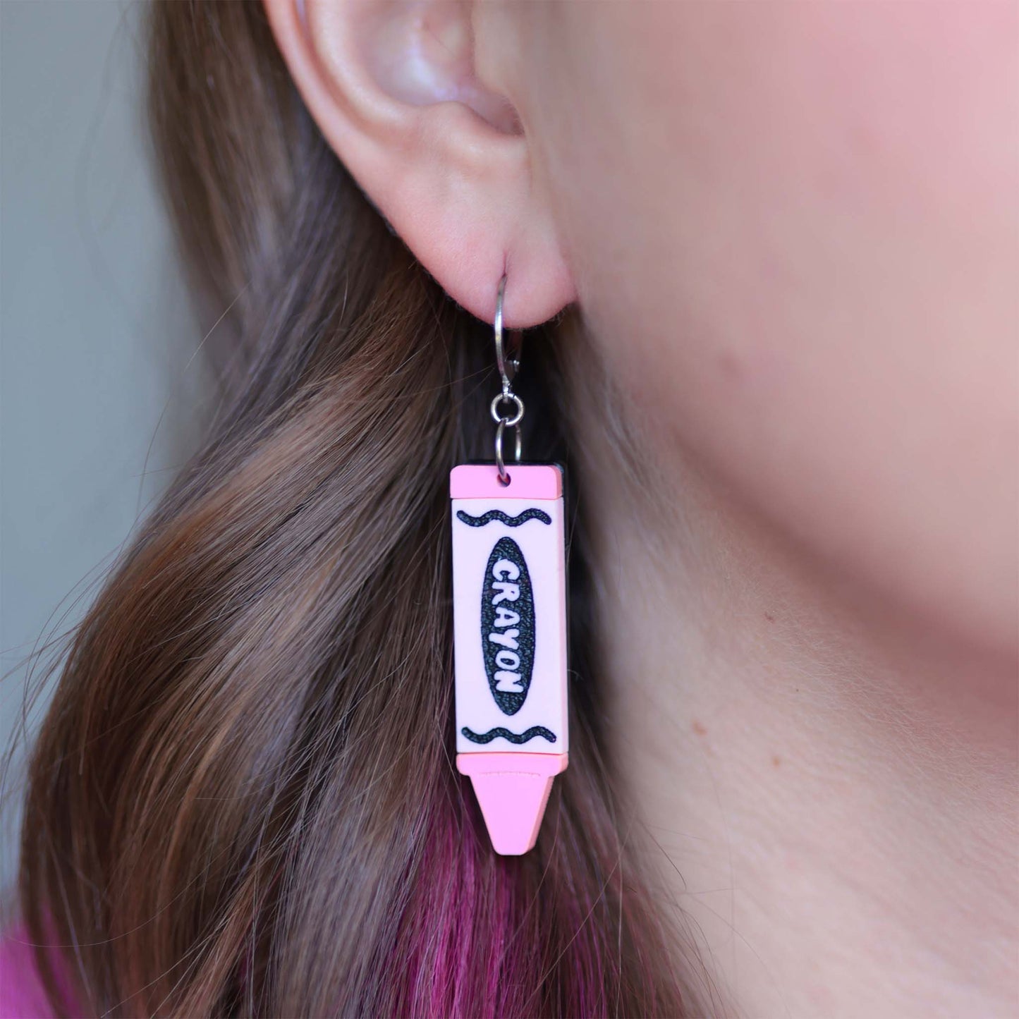 Crayon Acrylic Earrings - Pink, Green, Blue, Purple