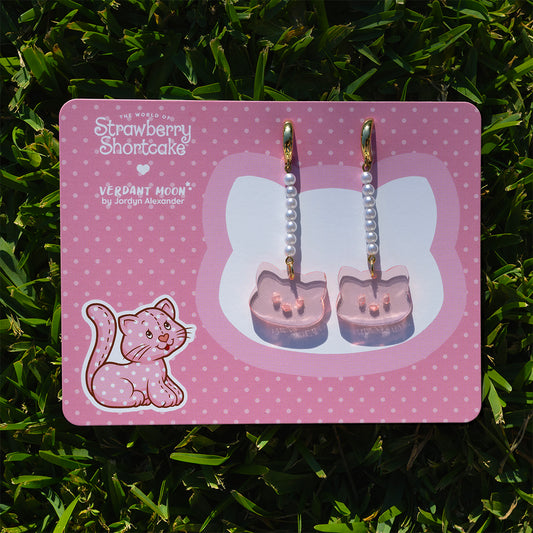 Custard Cat Earrings — Strawberry Shortcake Collection