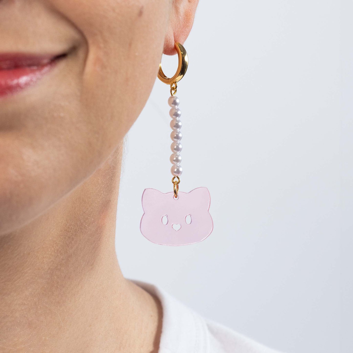 Custard Cat Earrings — Strawberry Shortcake Collection