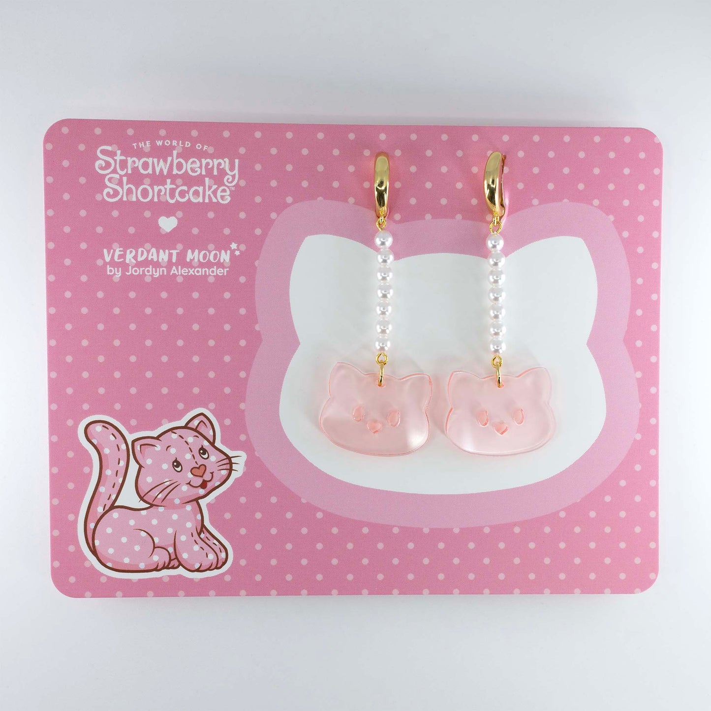 Custard Cat Earrings — Strawberry Shortcake Collection