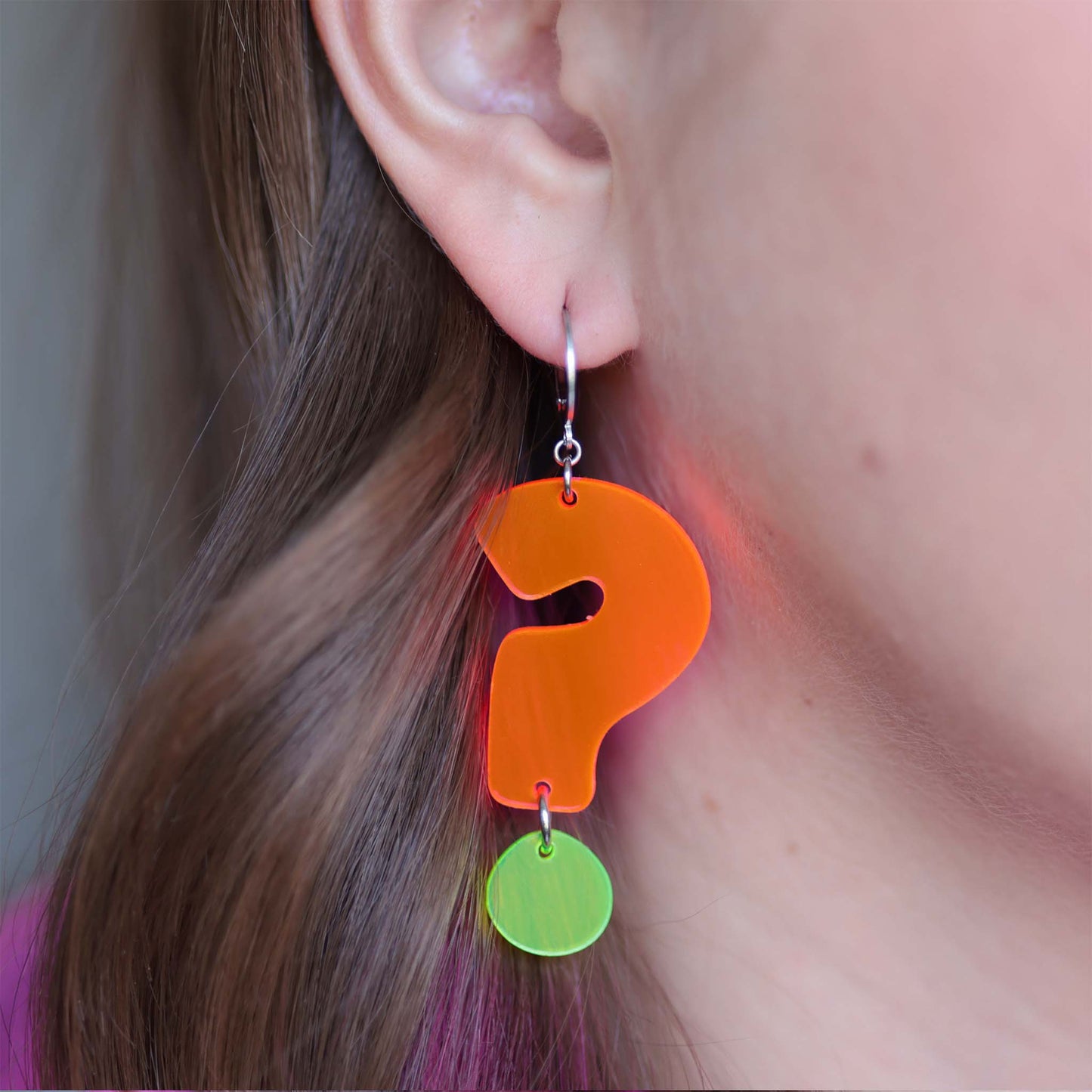 ?! - Acrylic Earrings, Neon