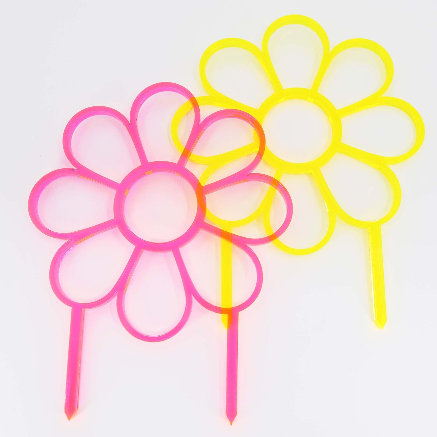 Fluorescent Flower — Acrylic Trellis (Plant Stake Support) — Pink, Yellow