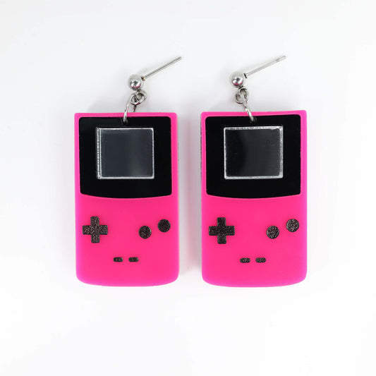 Gameboys - Acrylic Earrings, Pink, Yellow, Green, Blue/Teal, Purple