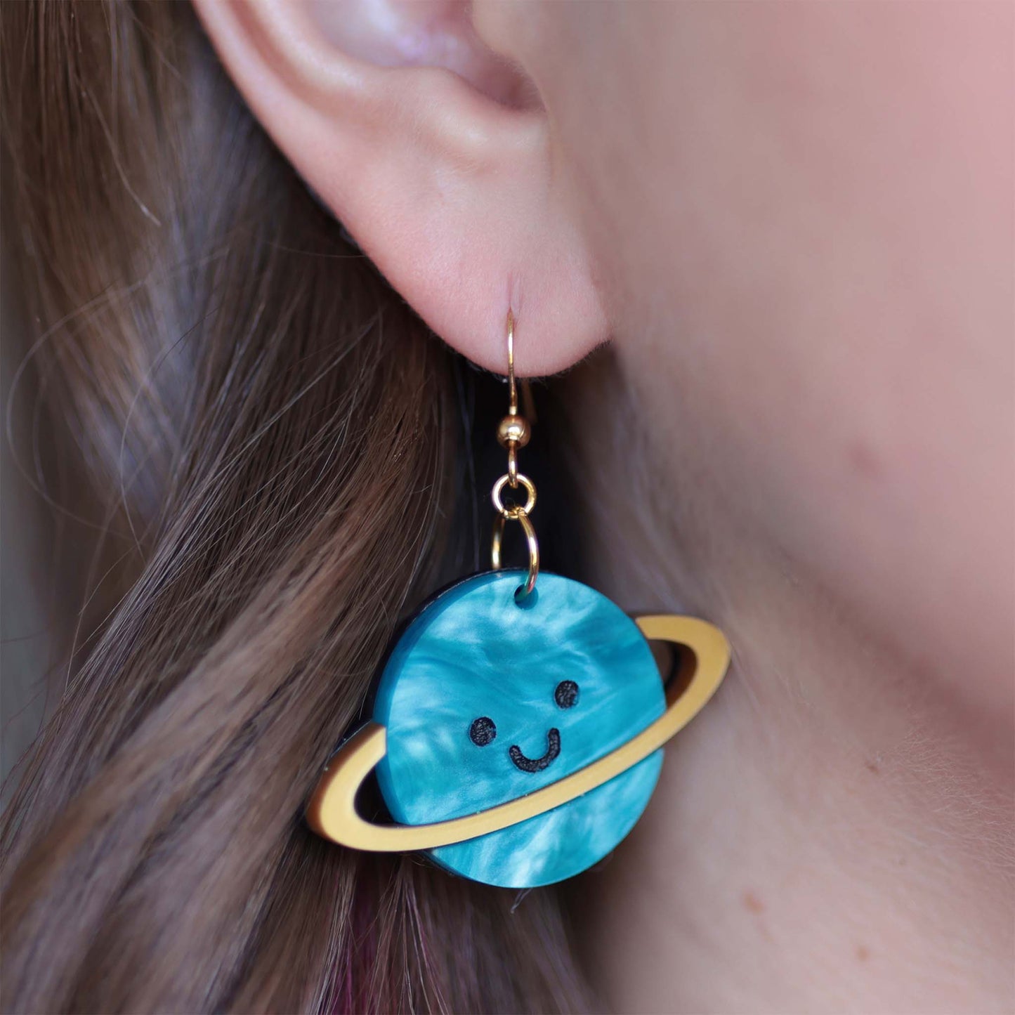 Happy Saturns — Dangle Acrylic Earrings