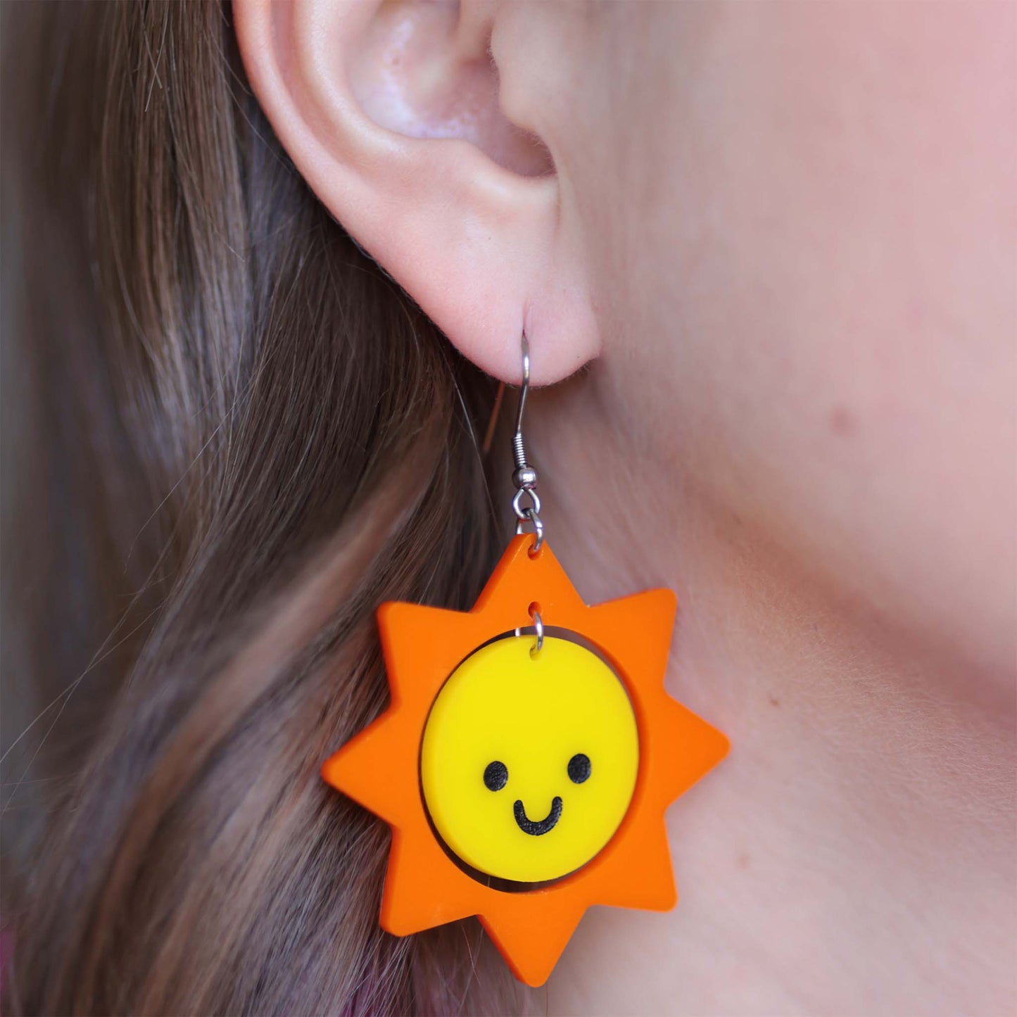 Happy Dangle Sun — Acrylic Earrings