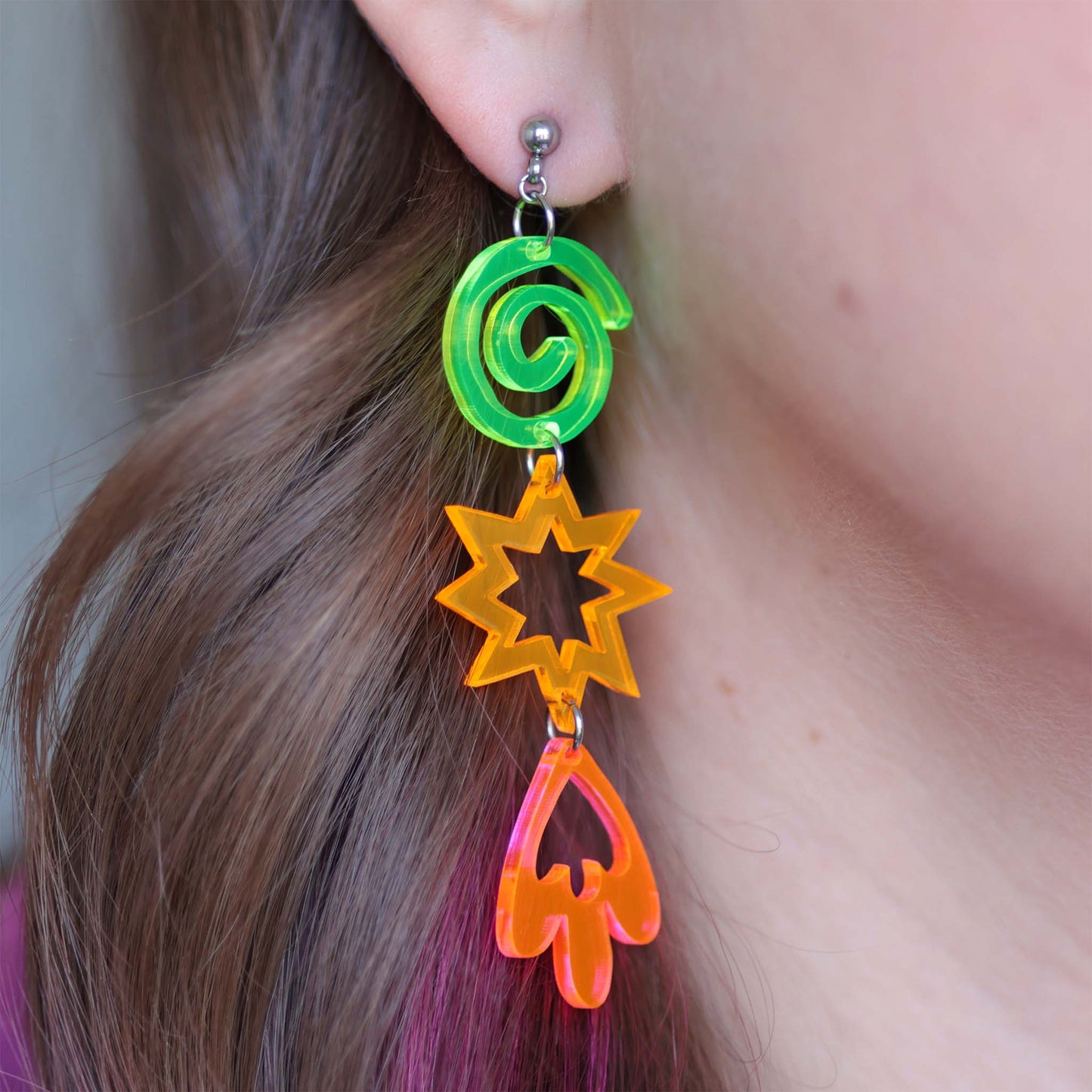 Inspiration Shape Earrings - Acrylic Earrings, Neon