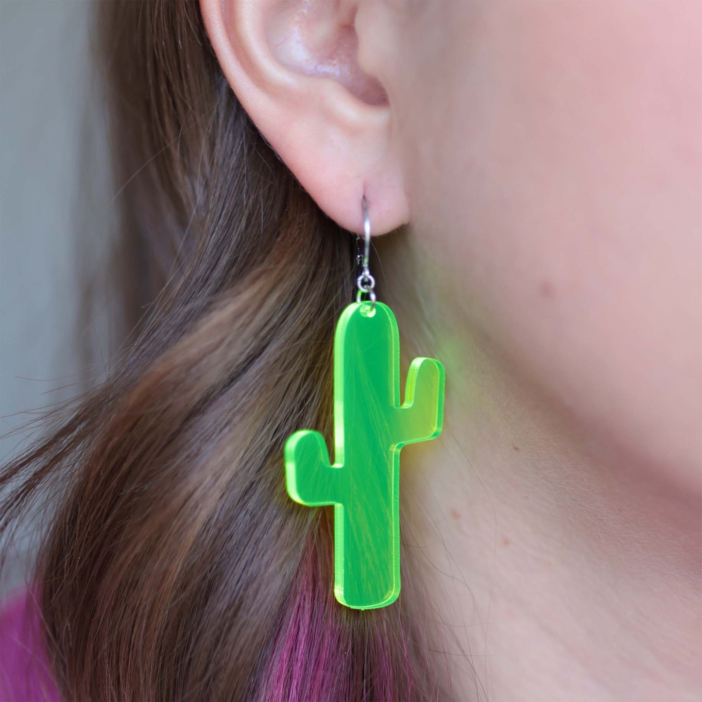 Big Cacti — Acrylic Earrings, Neon