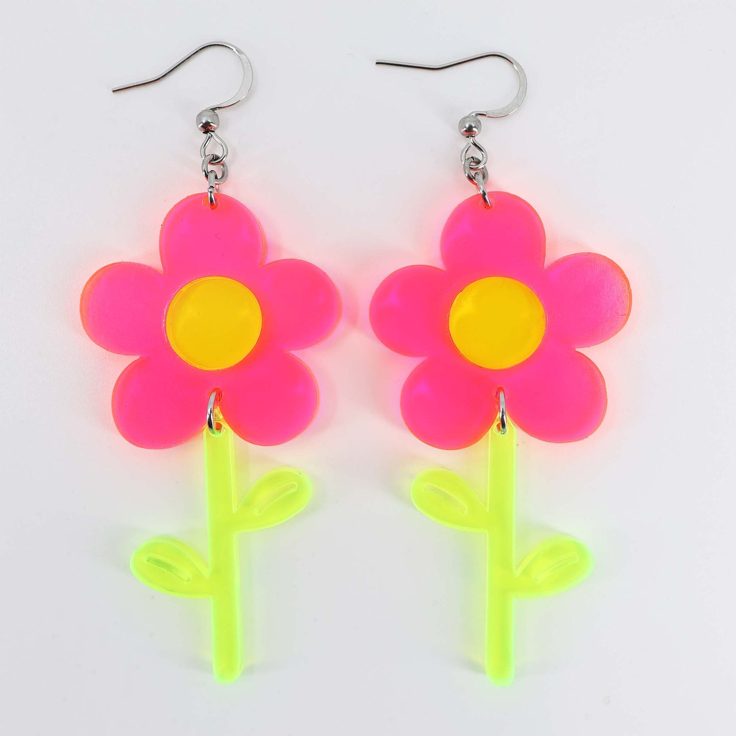 Daisy Flower - Acrylic Earrings, Neon