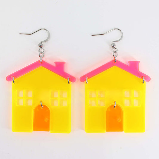 House - Acrylic Earrings, Neon