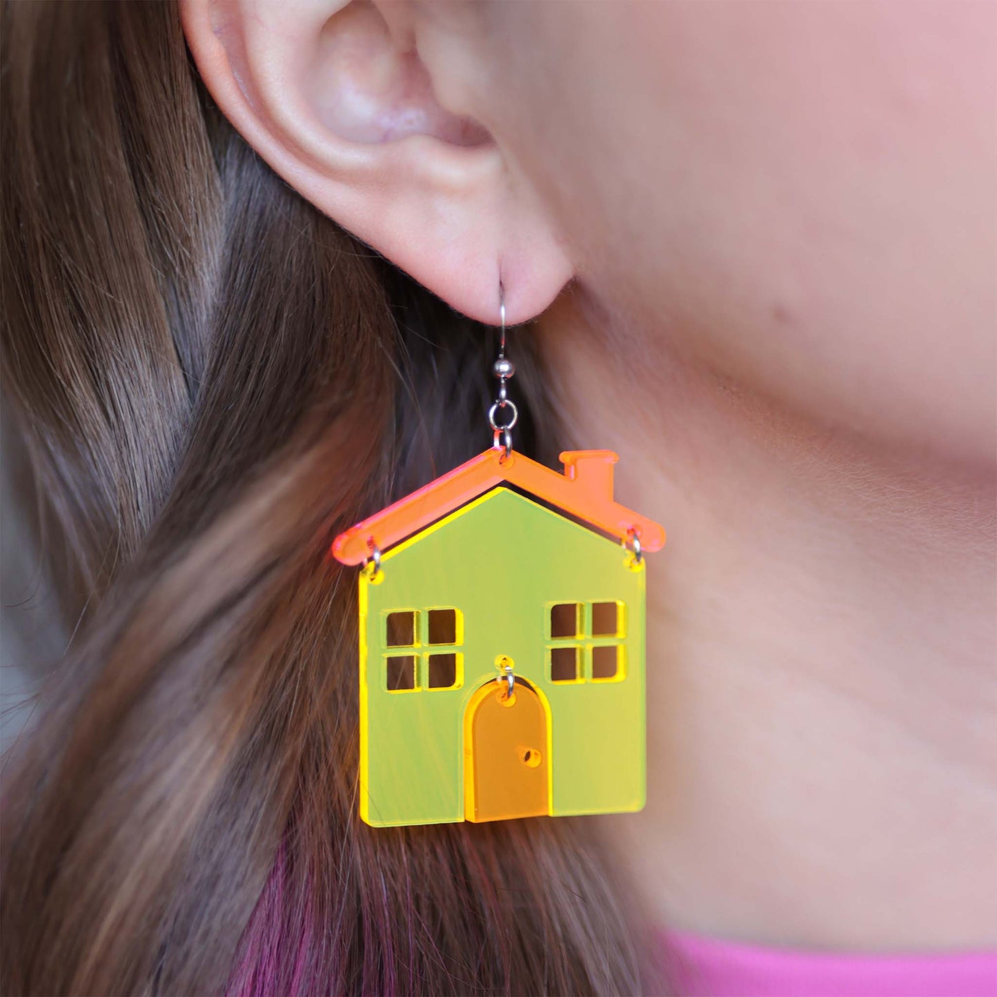 House - Acrylic Earrings, Neon