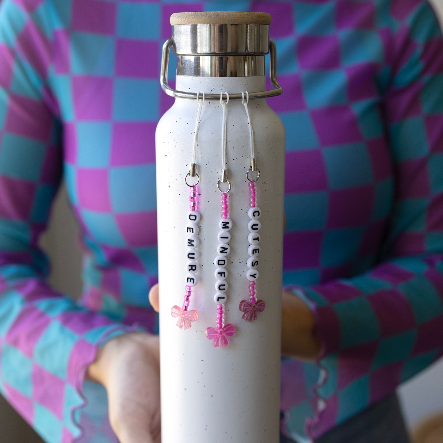 Demure, Mindful, and Cutesy — Charms, Water Bottle/Cell Phone