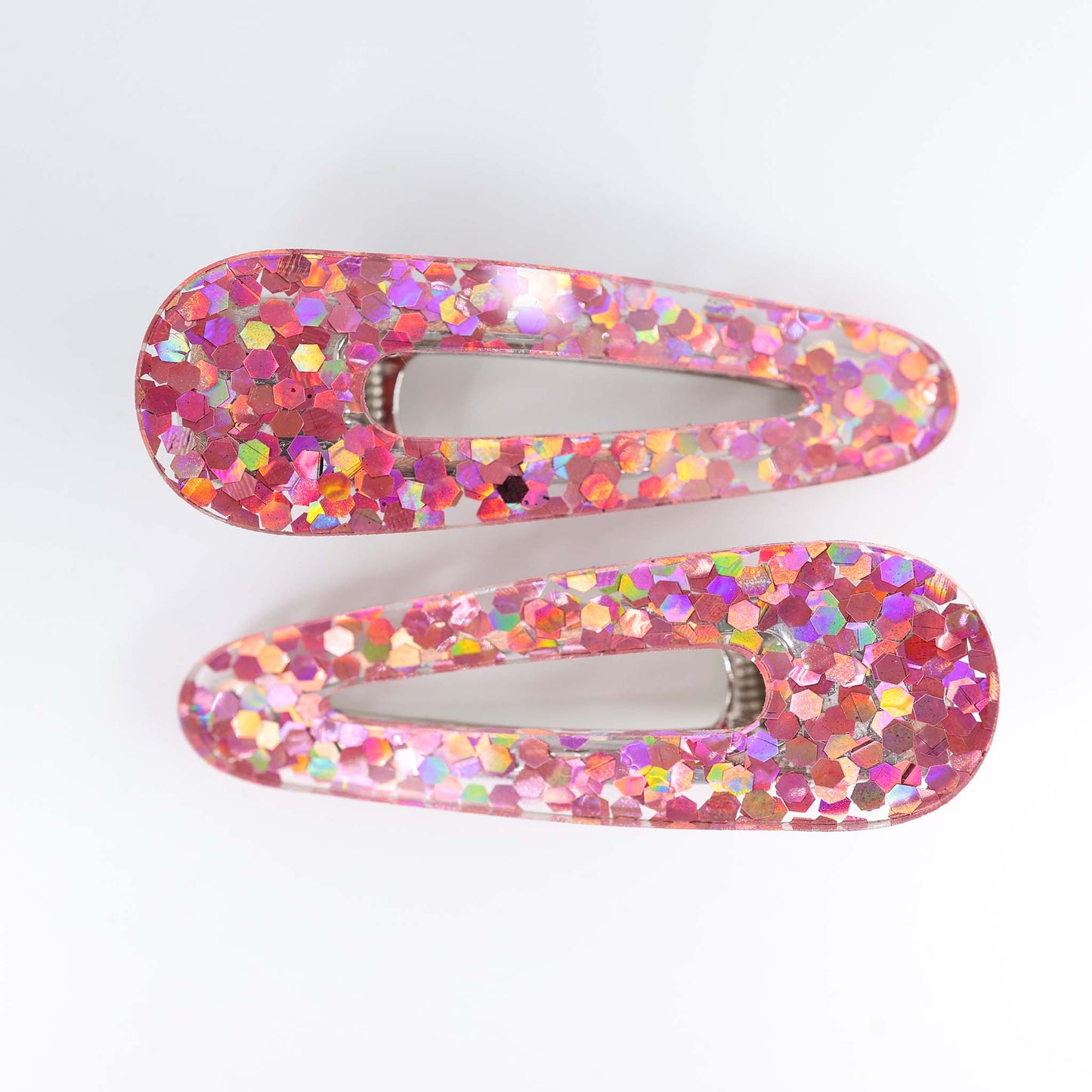 Glitter Hair Clips — Pink, Champagne, Lime Green, Teal, Blue, Black/Pink, Magenta