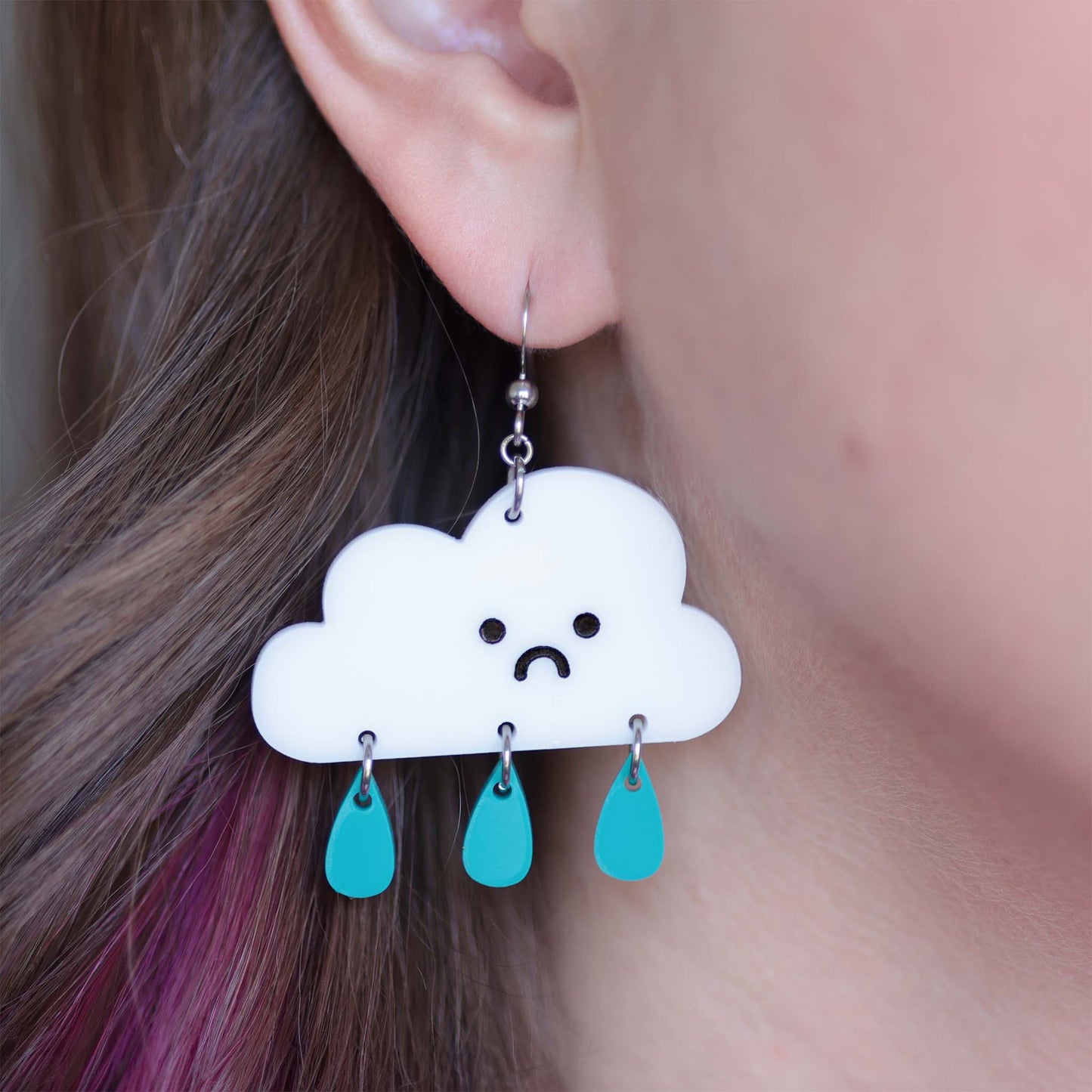 Sad Rain Clouds - Acrylic Earrings