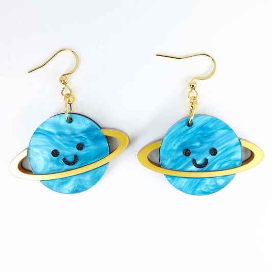 Happy Saturns — Dangle Acrylic Earrings