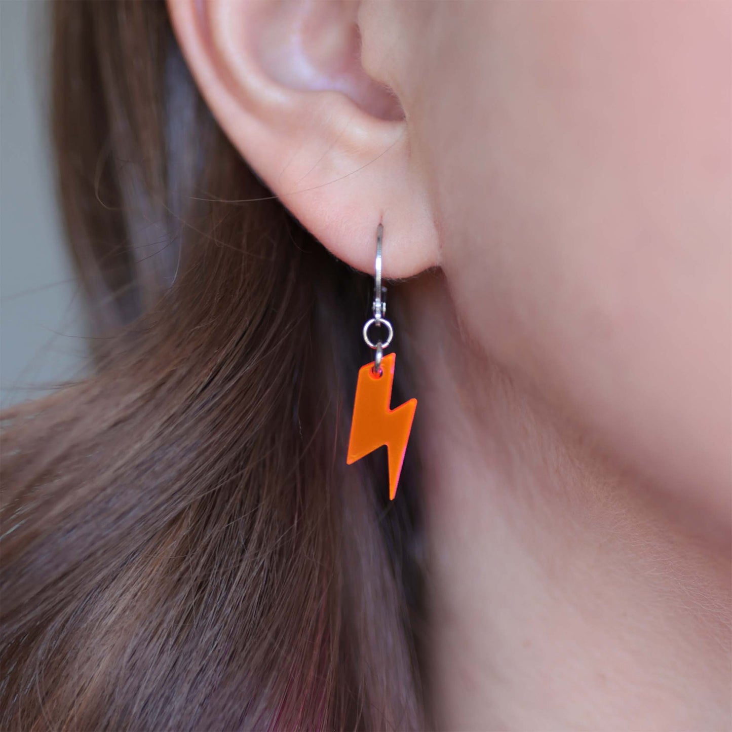 Tiny Lightning Earrings - Fluorescent Pink, Orange, Yellow, Green